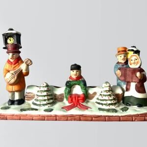 Porcelain Dickens Design Candle Log Carolers MSR Imports 1990 Original Box #3410